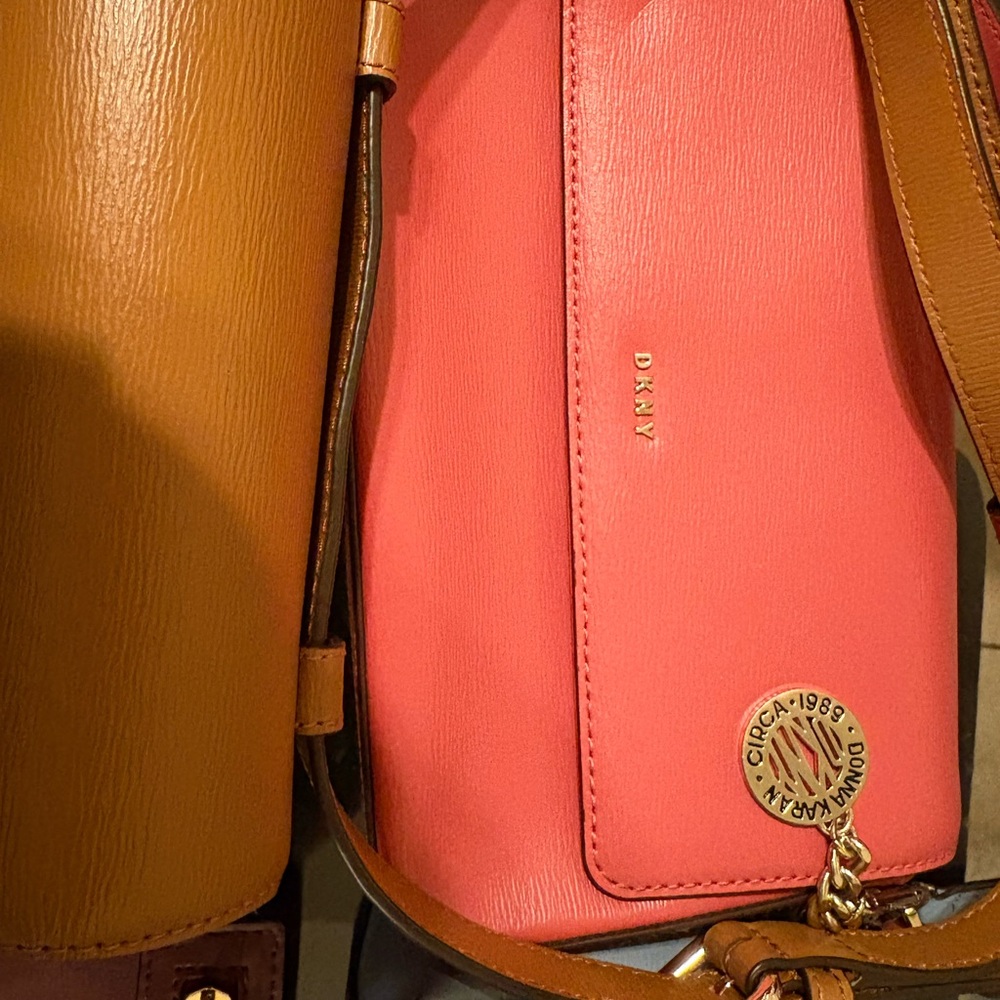 DKNY Pink and Brown Crossbody Bag